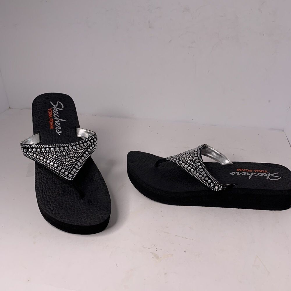 skechers memory foam sandals womens with embellishments‎